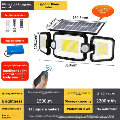 Solar Outdoor LED Garden Light with Motion Sensor