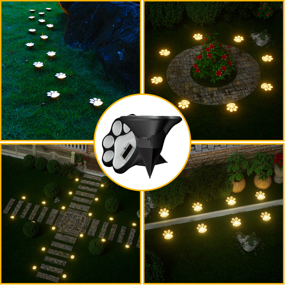 Solar Paw Print Path Lights (Warm Light)