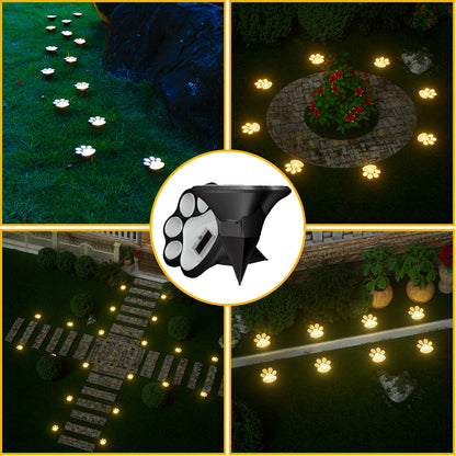 Solar Paw Print Path Lights (Warm Light)