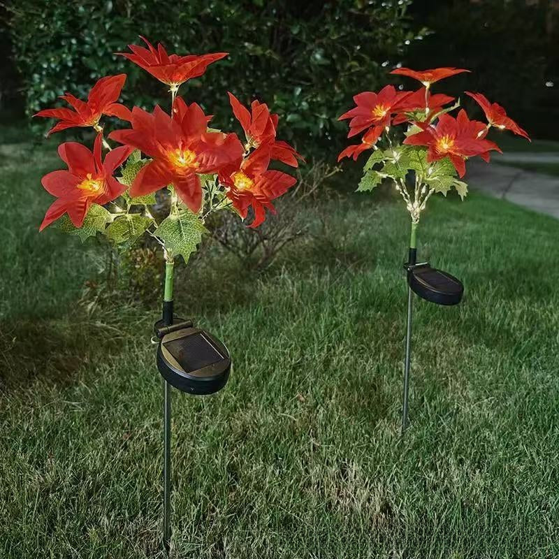 Solar Poinsettia Garden Lights