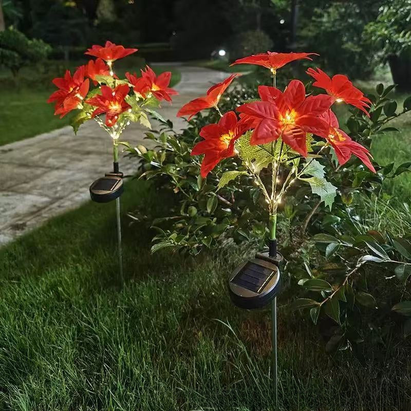 Solar Poinsettia Garden Lights