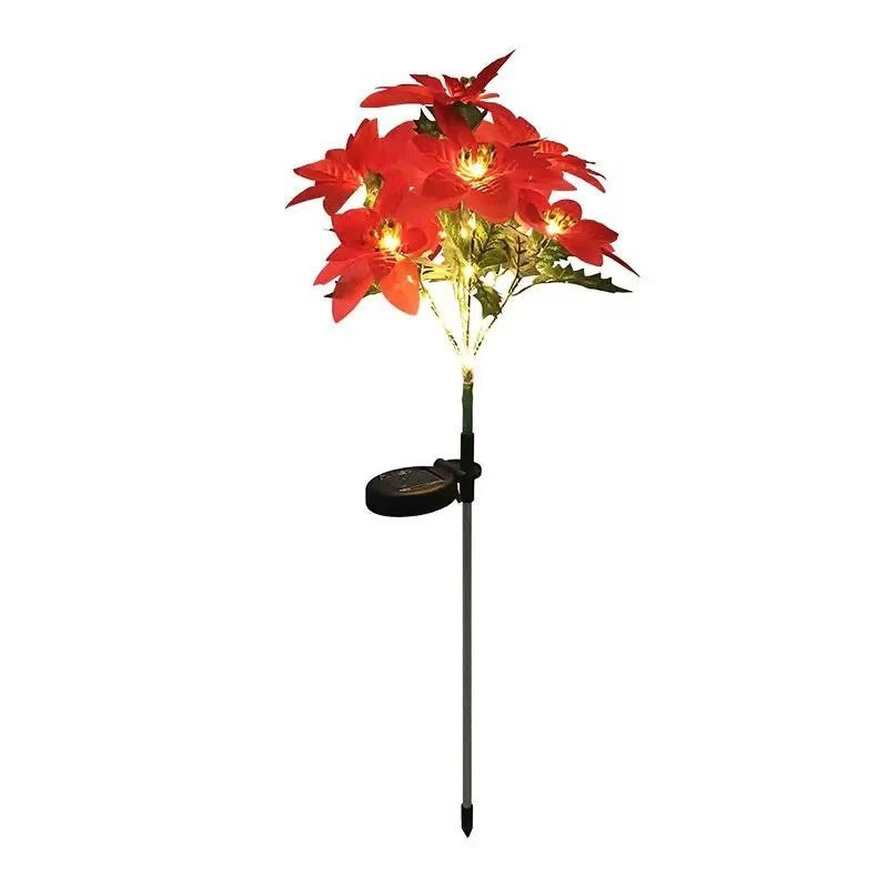 Solar Poinsettia Garden Lights