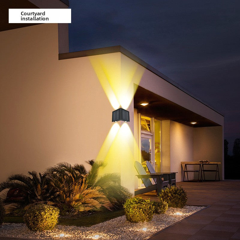 Solar Powered 90 Degree Corner Wall Light Outdoor Garden Lighting