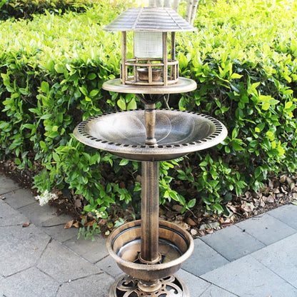 Solar Powered Antique Bird Bath with LED Light