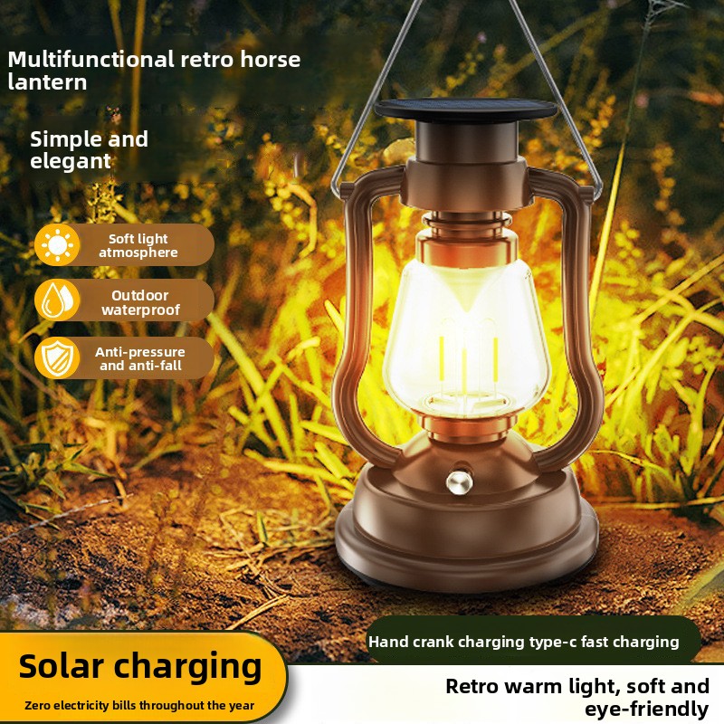 Solar-powered antique-style lantern