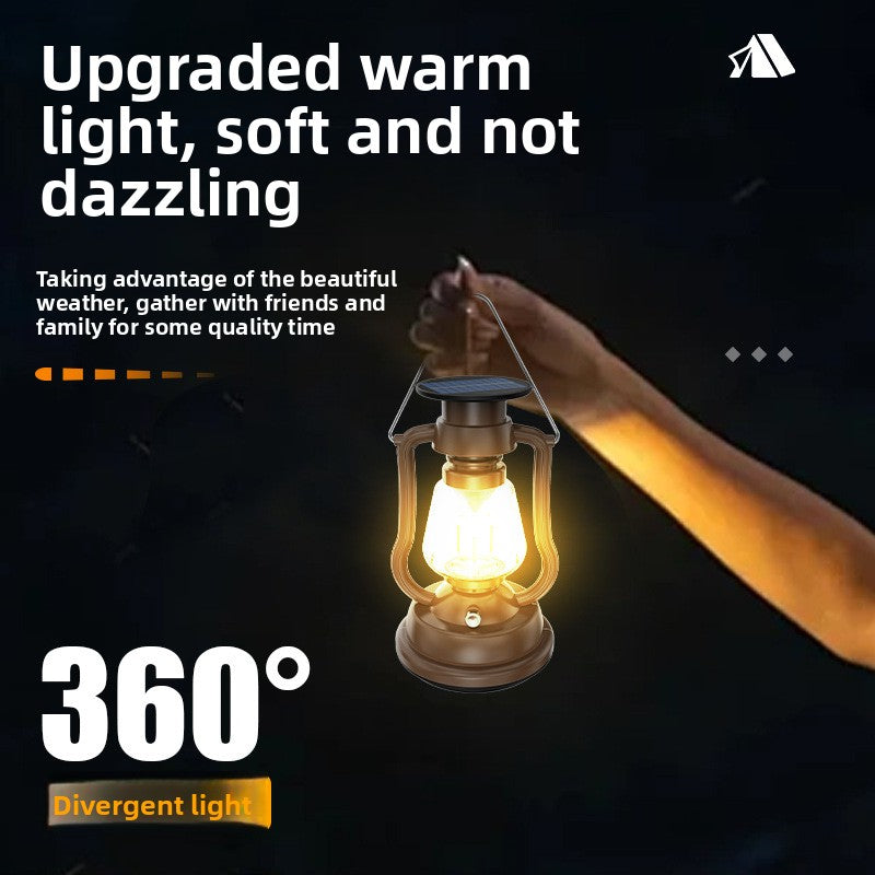 Solar-powered antique-style lantern