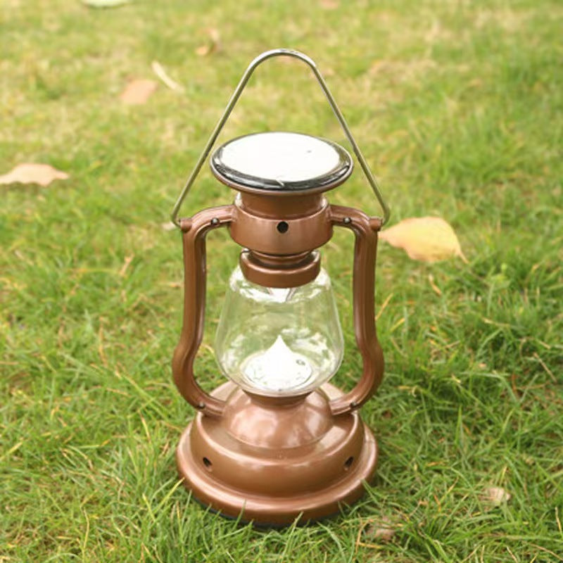Solar-powered antique-style lantern
