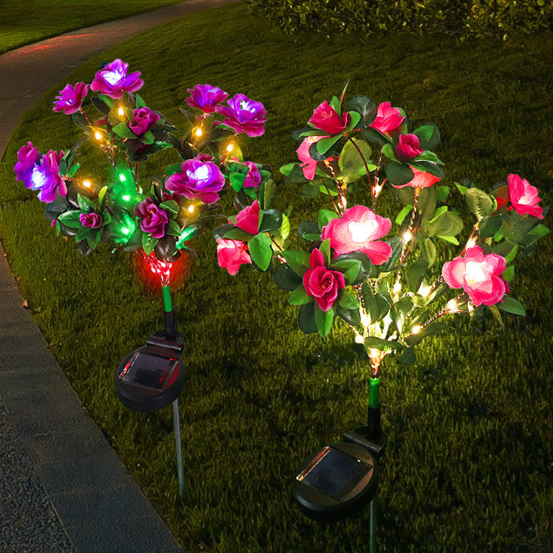 Solar Powered Azalea Flower Ground Light