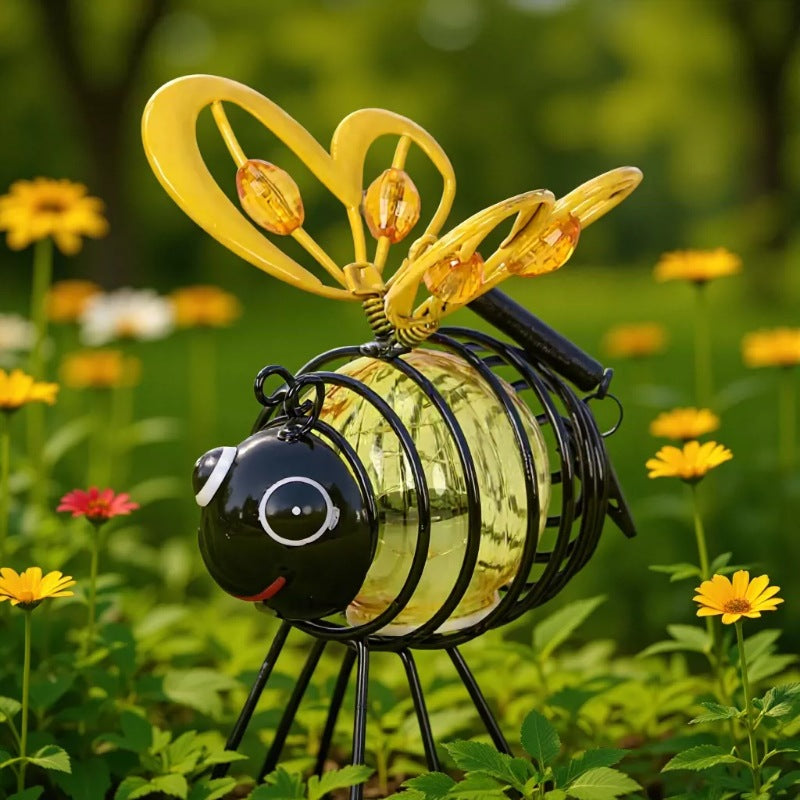 Solar Powered Bee Iron Art LED Garden Light