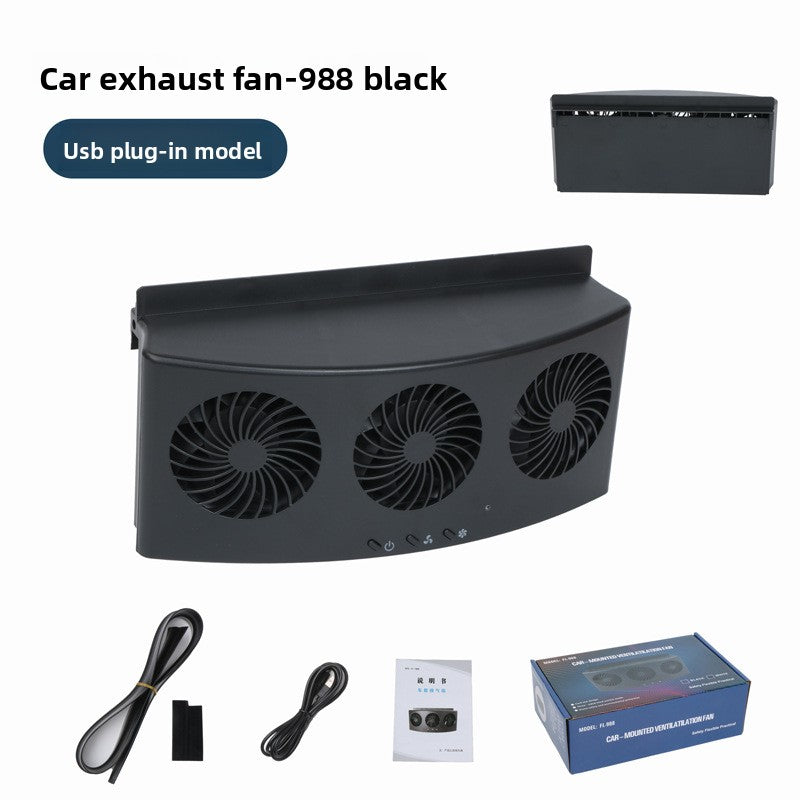 Solar-powered car cooling exhaust fan