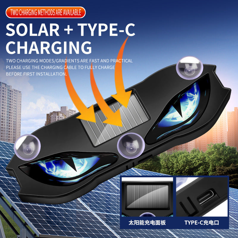 Solar Powered Car Devil Eye Ambient Warning Light