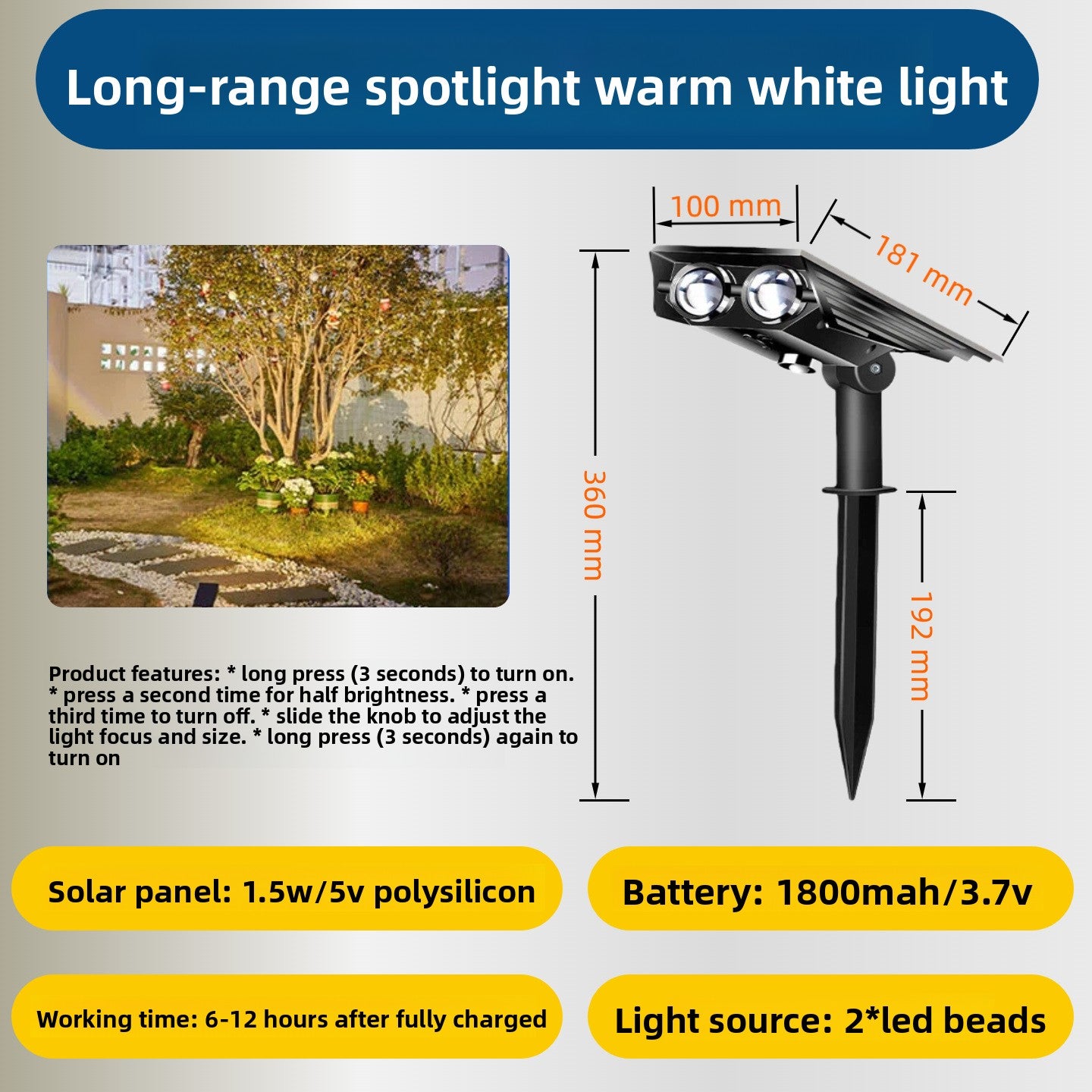Solar Powered Color Changing Outdoor Lawn Light