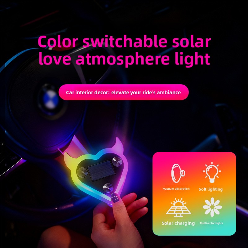 Solar Powered Colorful Car Interior Love Lamp