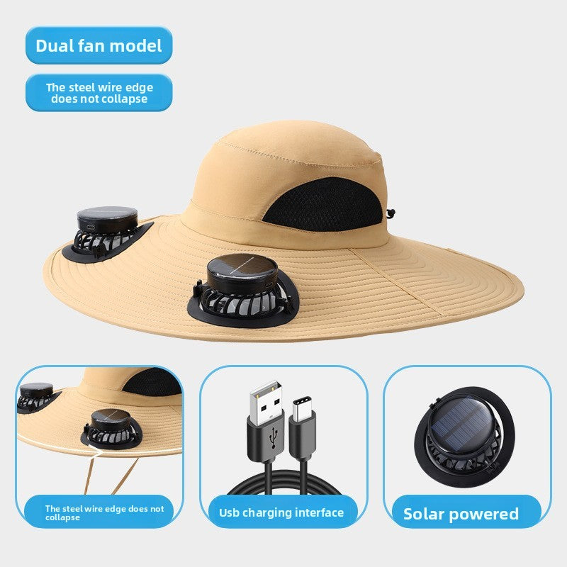 Solar Powered Cooling Fan Hat