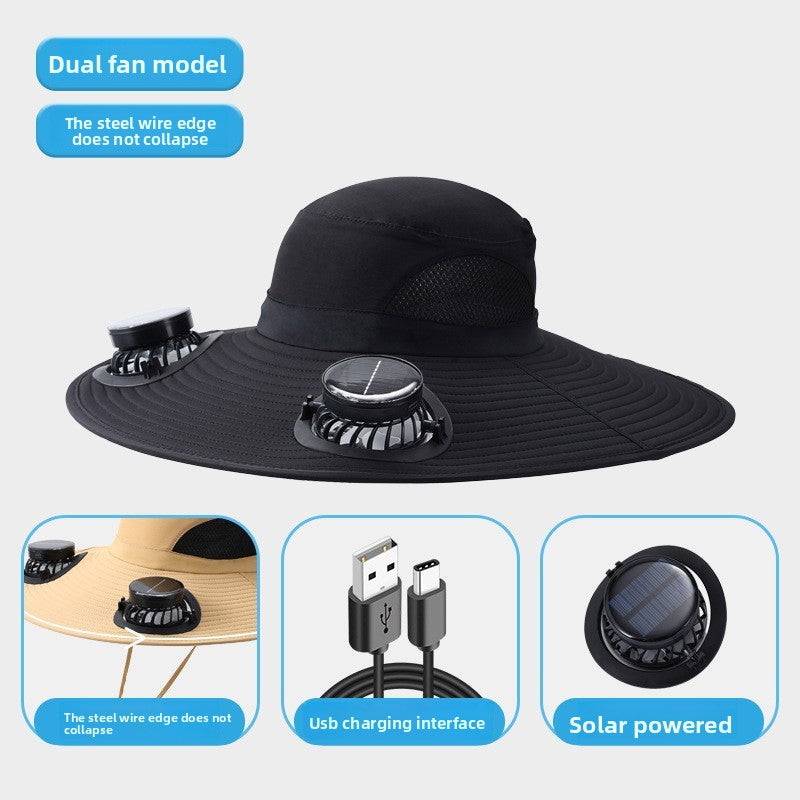 Solar Powered Cooling Fan Hat