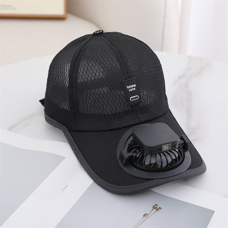 Solar-powered fan hat