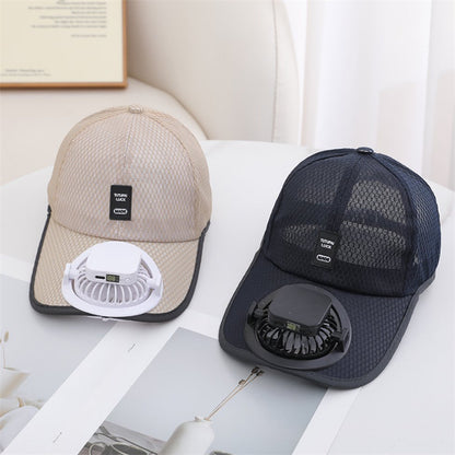 Solar-powered fan hat