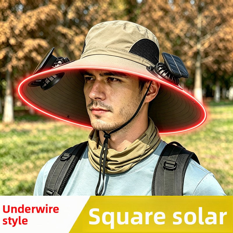 Solar-powered fan hat