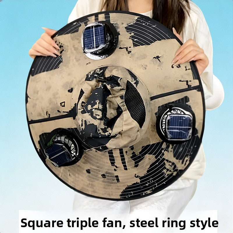 Solar-powered fan hat