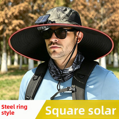 Solar-powered fan hat