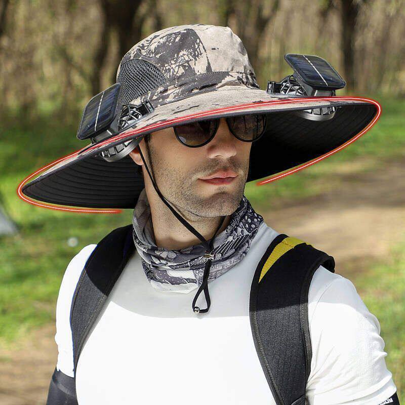 Solar-powered fan hat