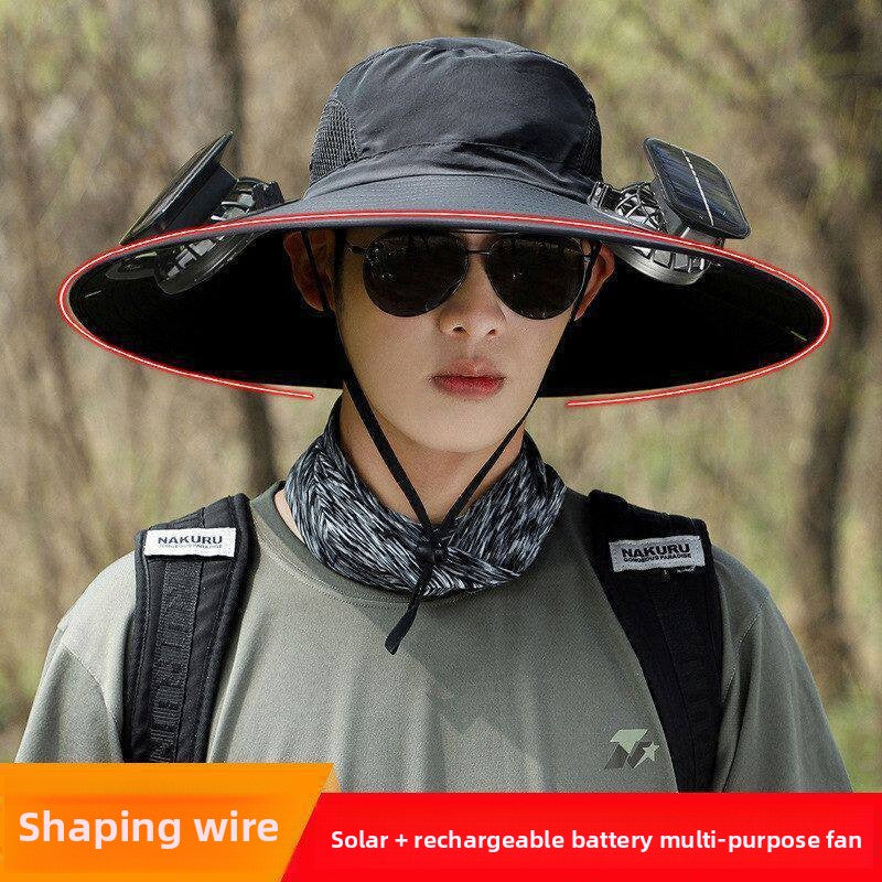 Solar-powered fan hat