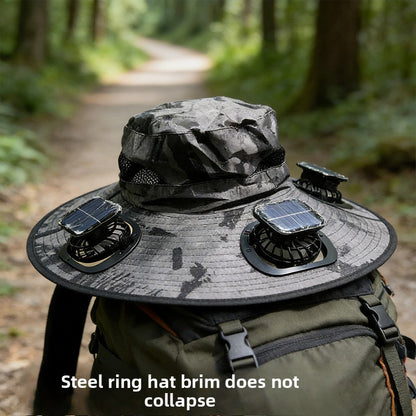 Solar-powered fan hat