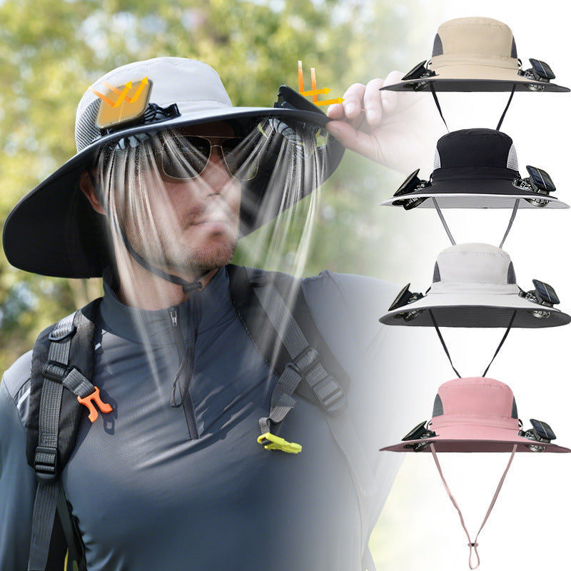 Solar-powered fan hat