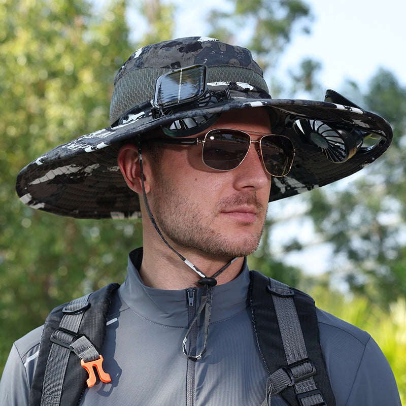 Solar-powered fan hat