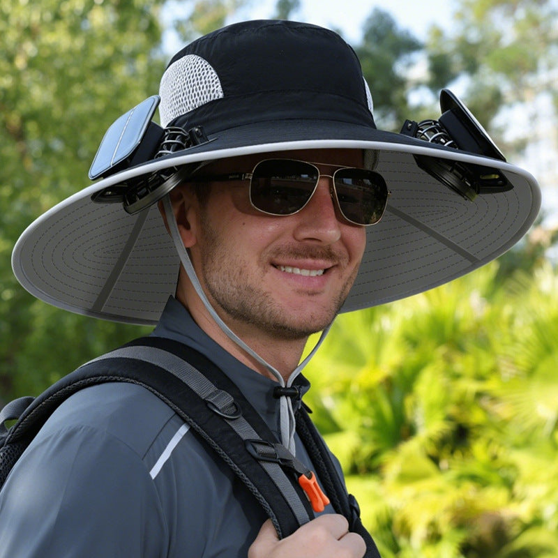 Solar-powered fan hat