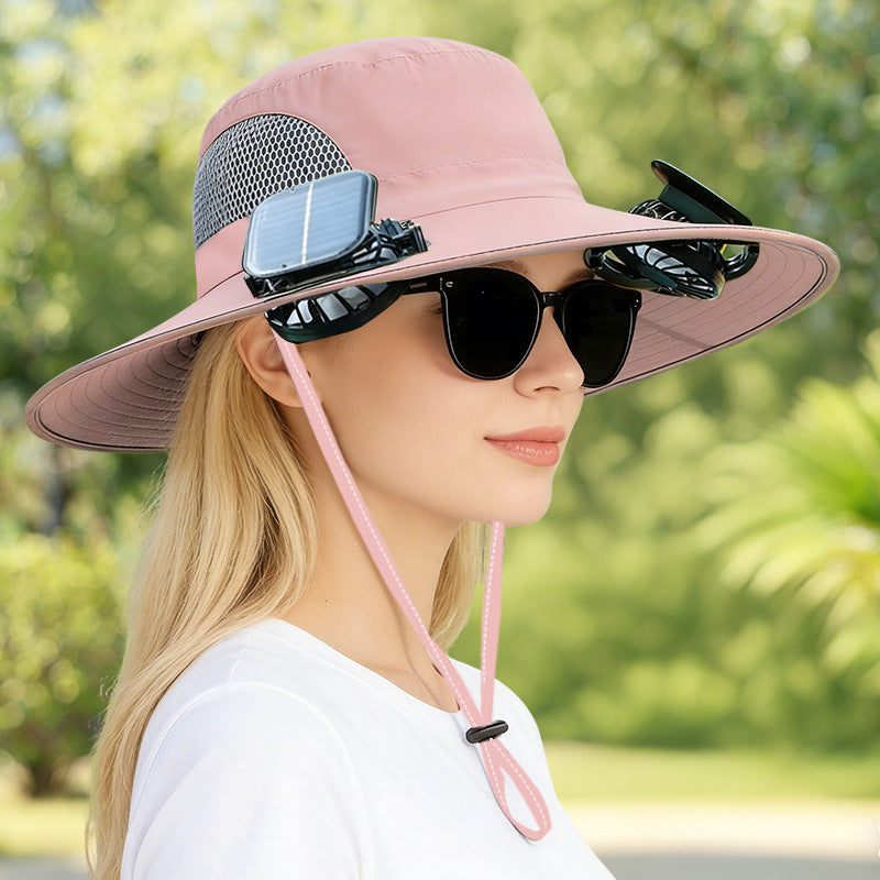 Solar-powered fan hat