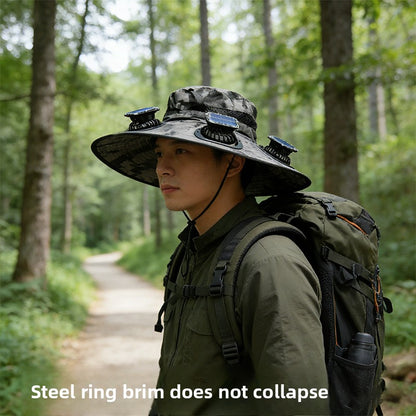 Solar-powered fan hat