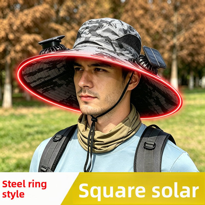 Solar-powered fan hat