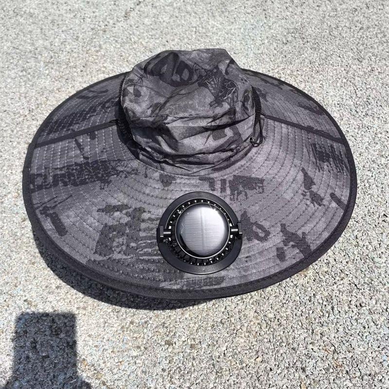 Solar Powered Fan Hat with Large Brim for Outdoor Sun Protection