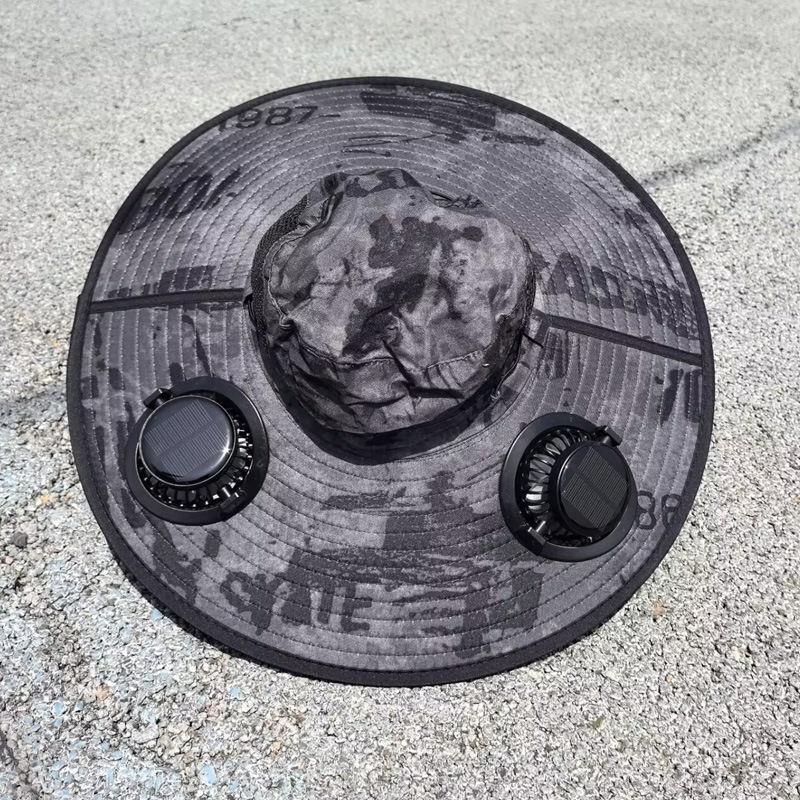 Solar Powered Fan Hat with Large Brim for Outdoor Sun Protection