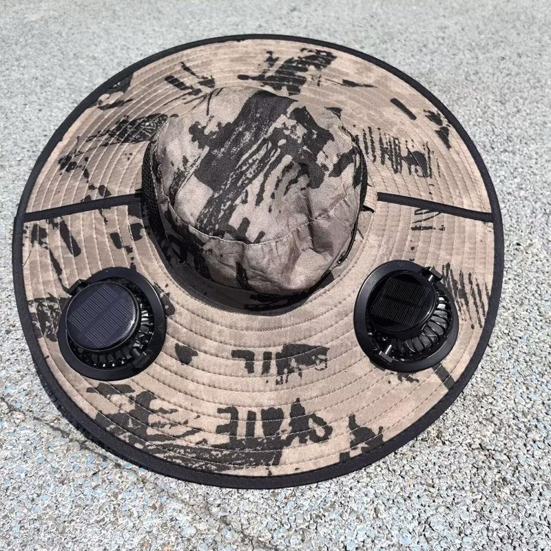 Solar Powered Fan Hat with Large Brim for Outdoor Sun Protection