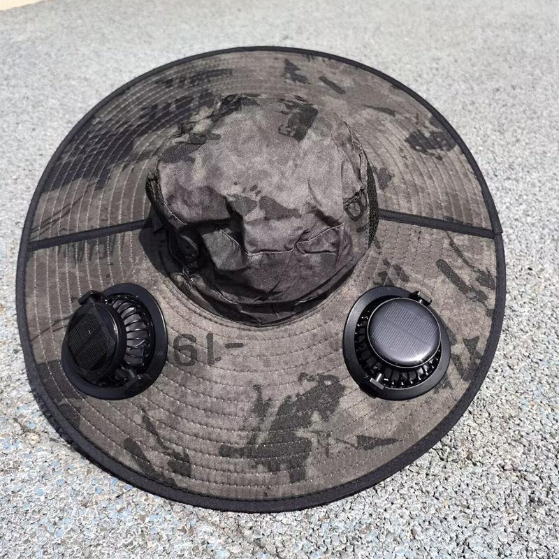 Solar Powered Fan Hat with Large Brim for Outdoor Sun Protection