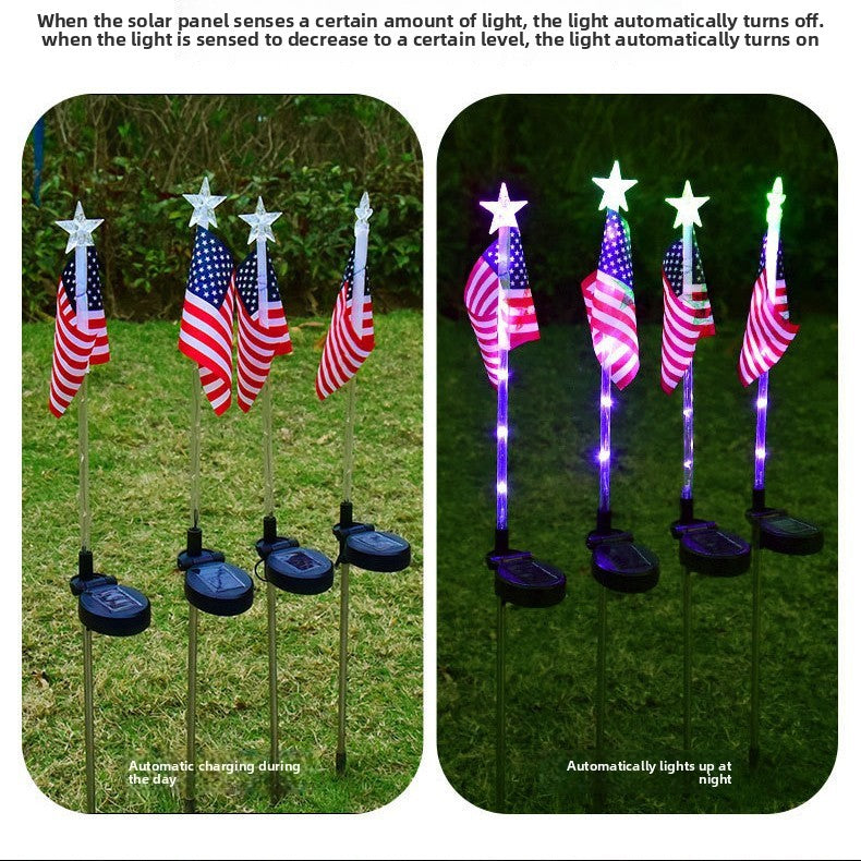 Solar Powered Flag Garden Light