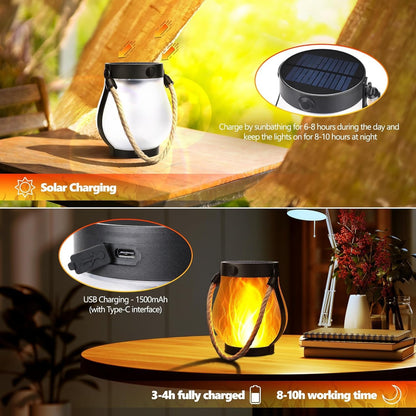 Solar Powered Flame Effect Garden Lantern