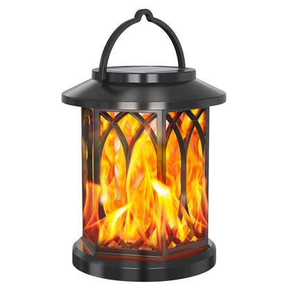 Solar Powered Flame Effect Garden Lantern with Clip