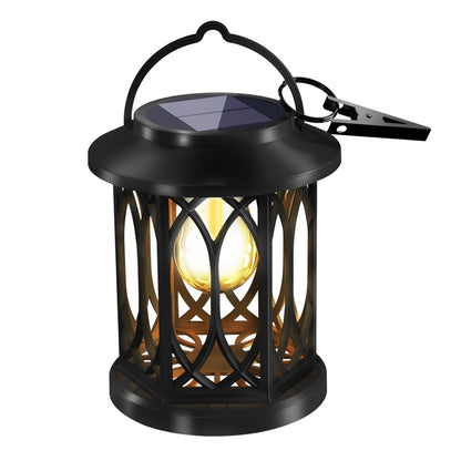 Solar Powered Flame Effect Garden Lantern with Clip