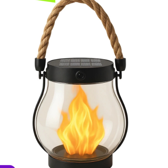 Solar powered flame lantern