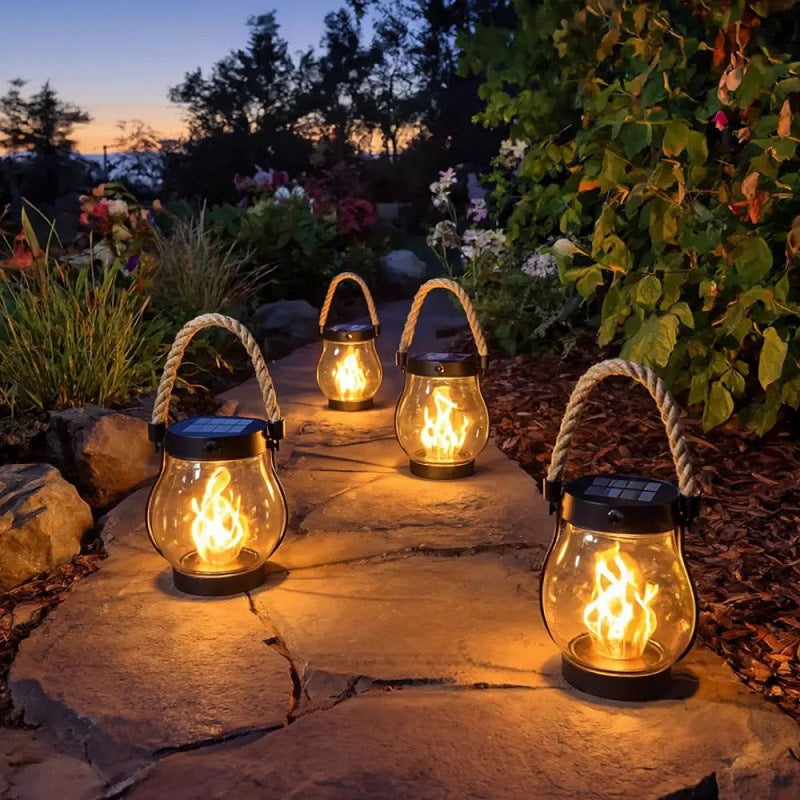 Solar powered flame lantern