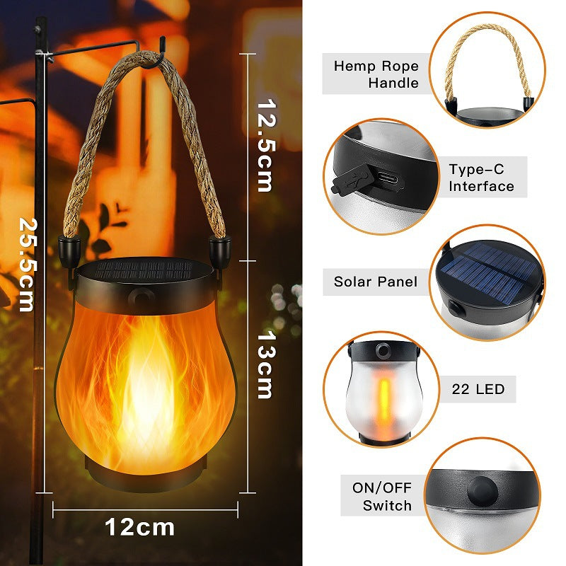 Solar powered flame lantern