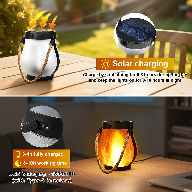 Solar powered flame lantern