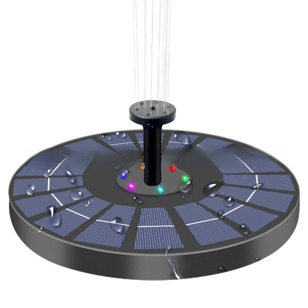 Solar Powered Floating Fountain Pump with LED Lights