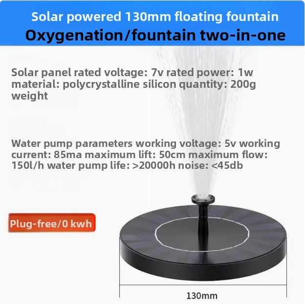 Solar Powered Floating Fountain with Oxygenation