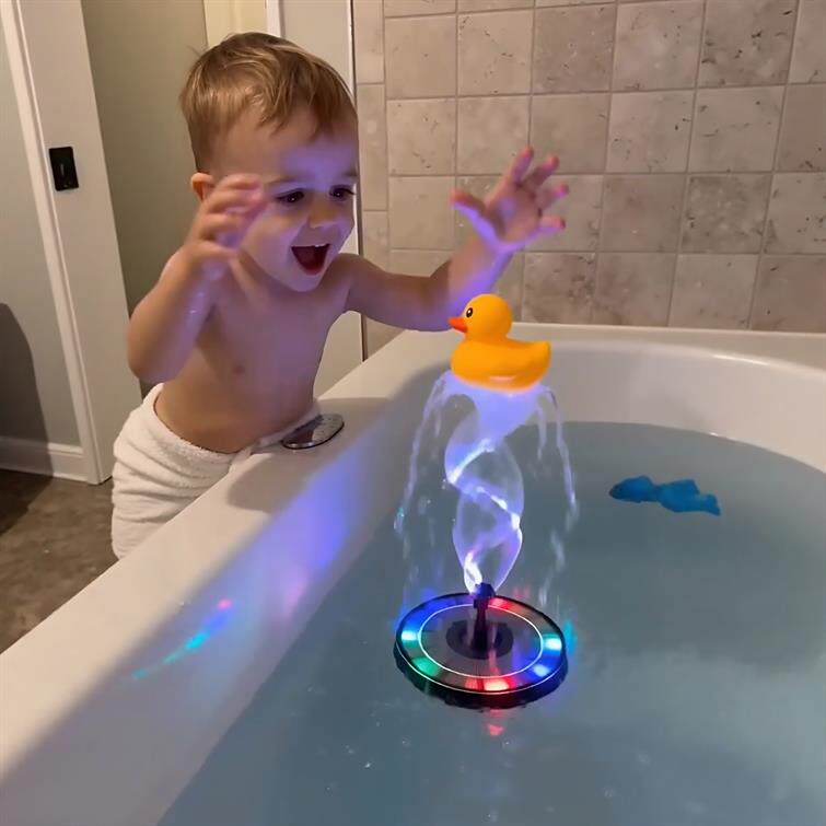 Solar Powered Fountain Water Play Toy with Colorful Lights