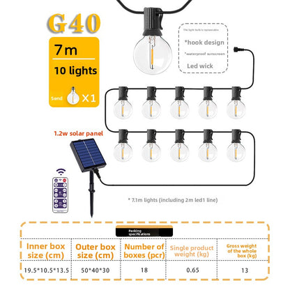 Solar Powered G40 Outdoor Decorative Light String