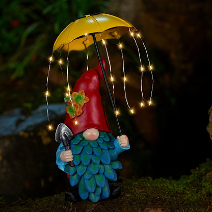 Solar Powered Gnome Garden Statue